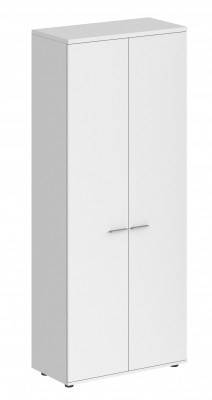 Шкаф высокий 800х400х1955, 2 двери, задняя стенка HDF / корпус белый, фасады белые